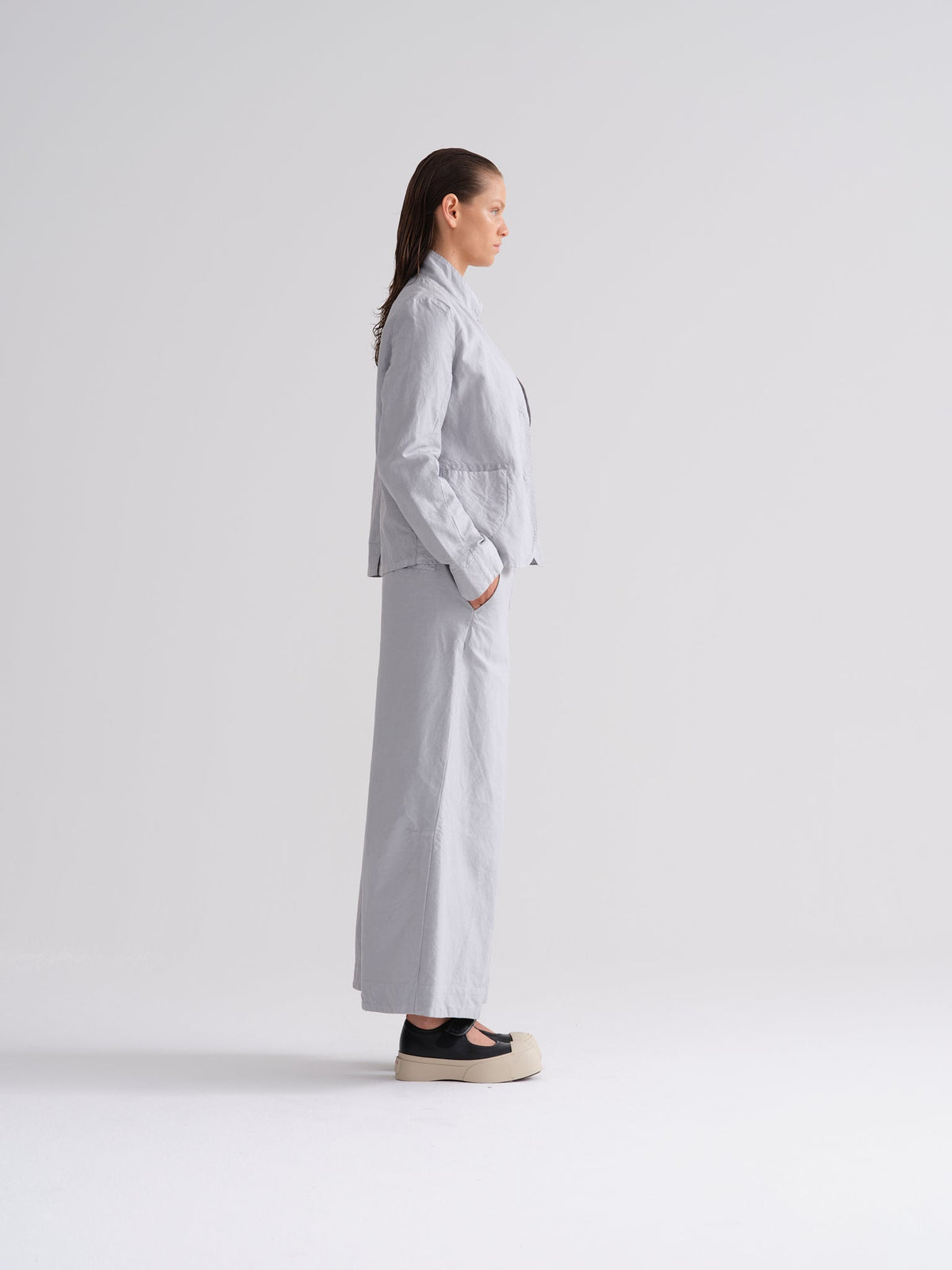 Relaxed Linen Suit Wide - Leg Pants