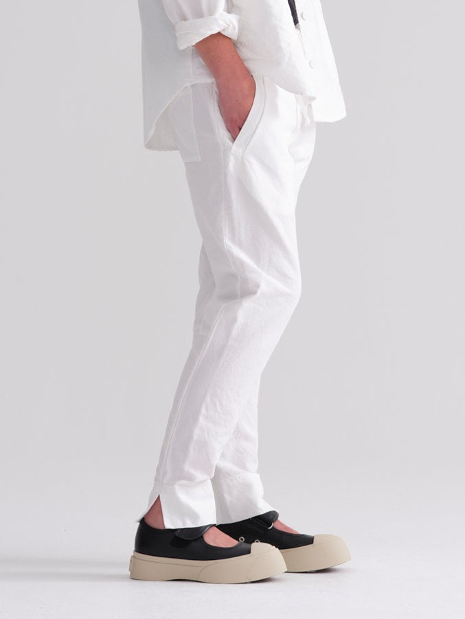 White Casual Straight Leg Pants