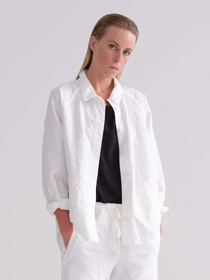 White Textured Loose Pleated Shirt