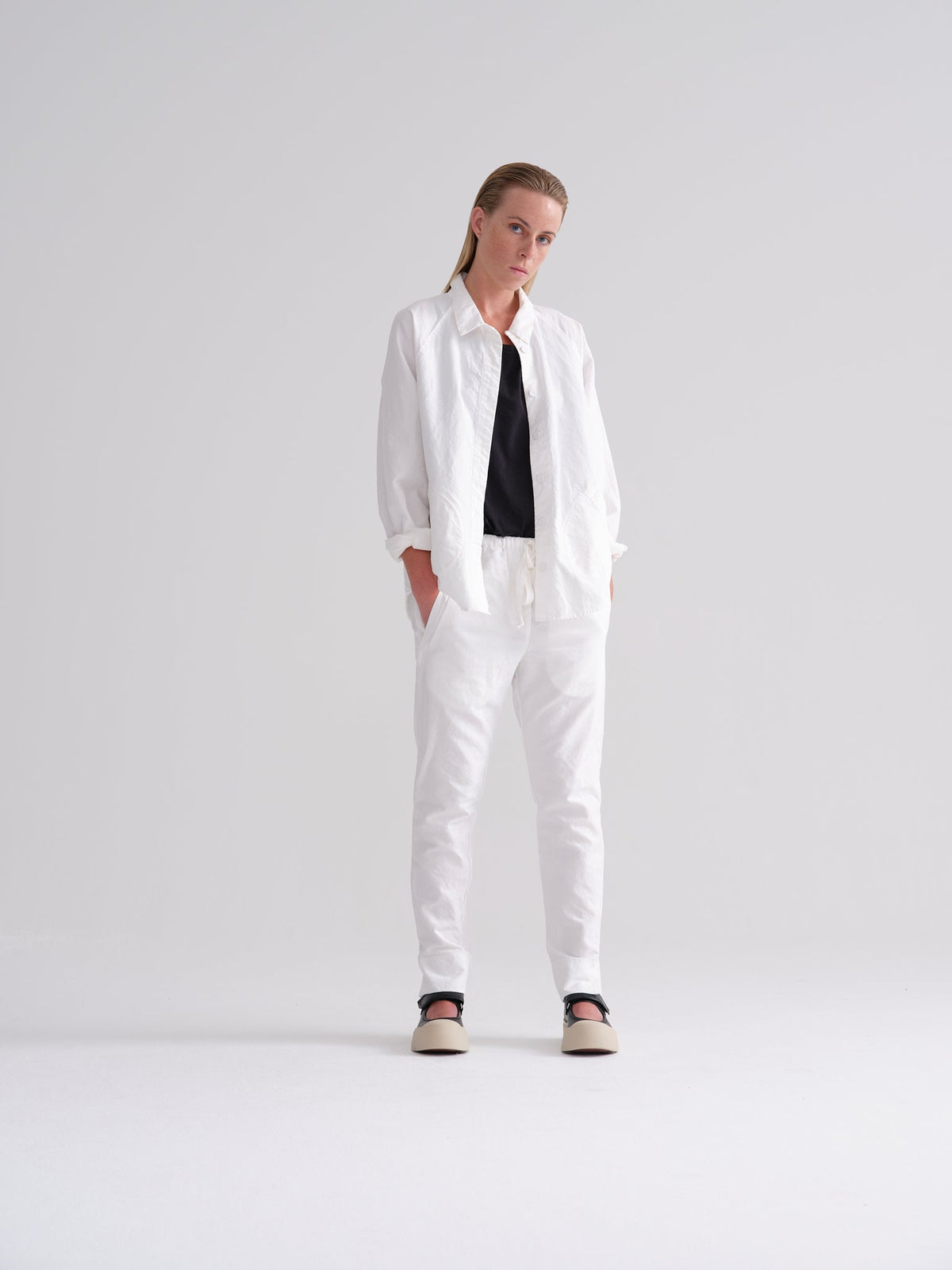 White Casual Straight Leg Pants