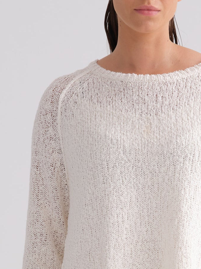 Relaxed Fit White Knit Sweater