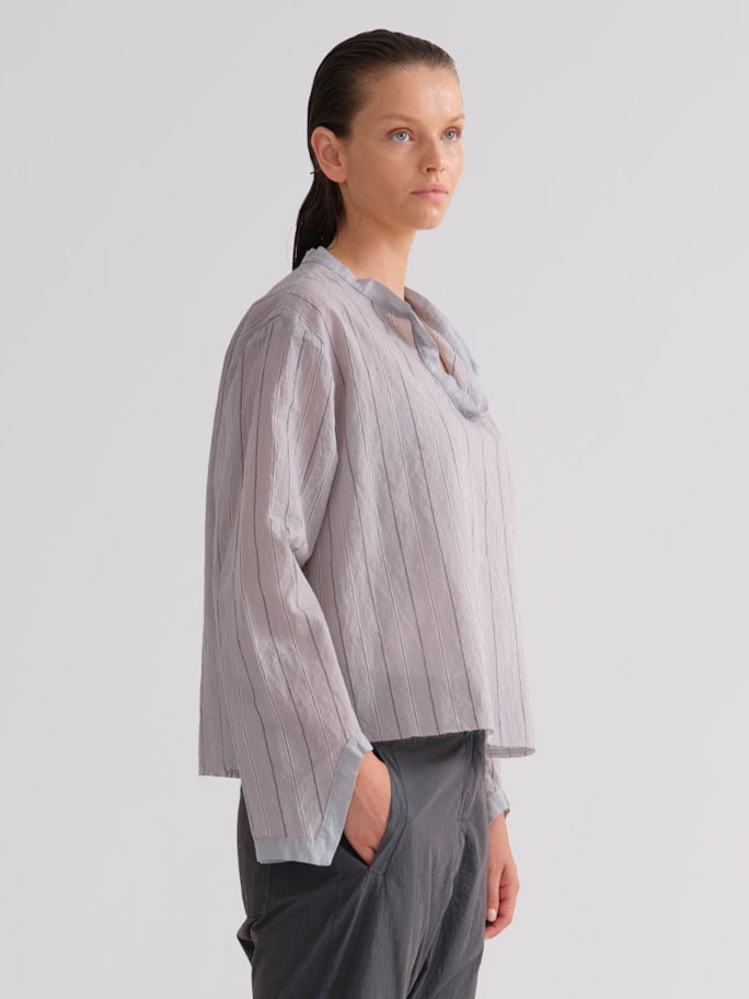 Drapey Striped Long - Sleeved Shirt