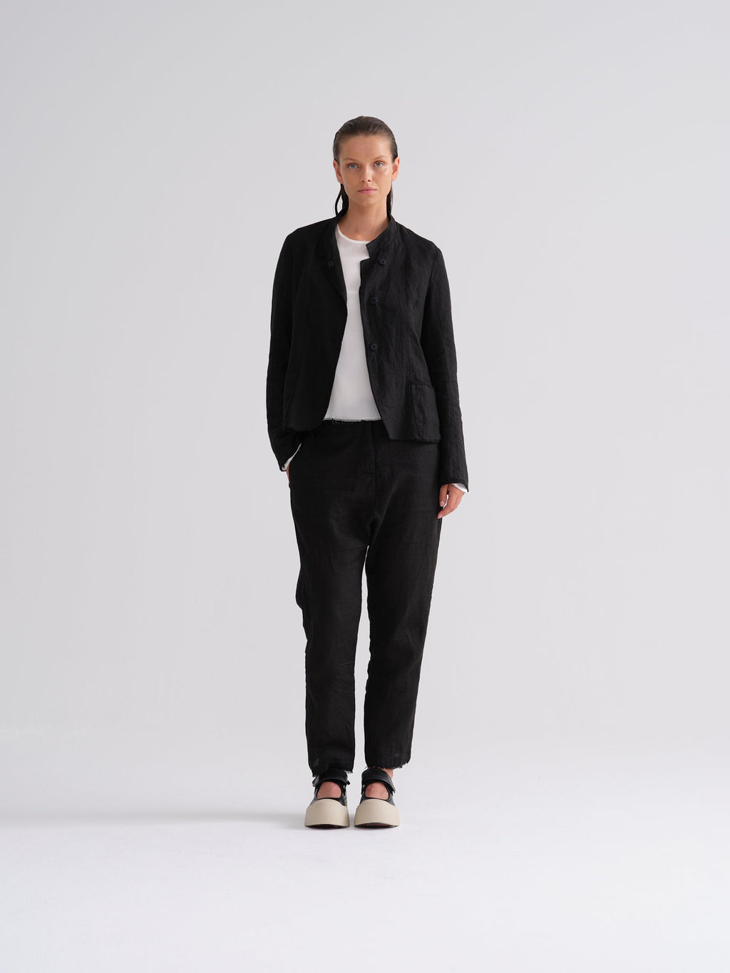 Everyday Black Cuffed Casual Long Pants