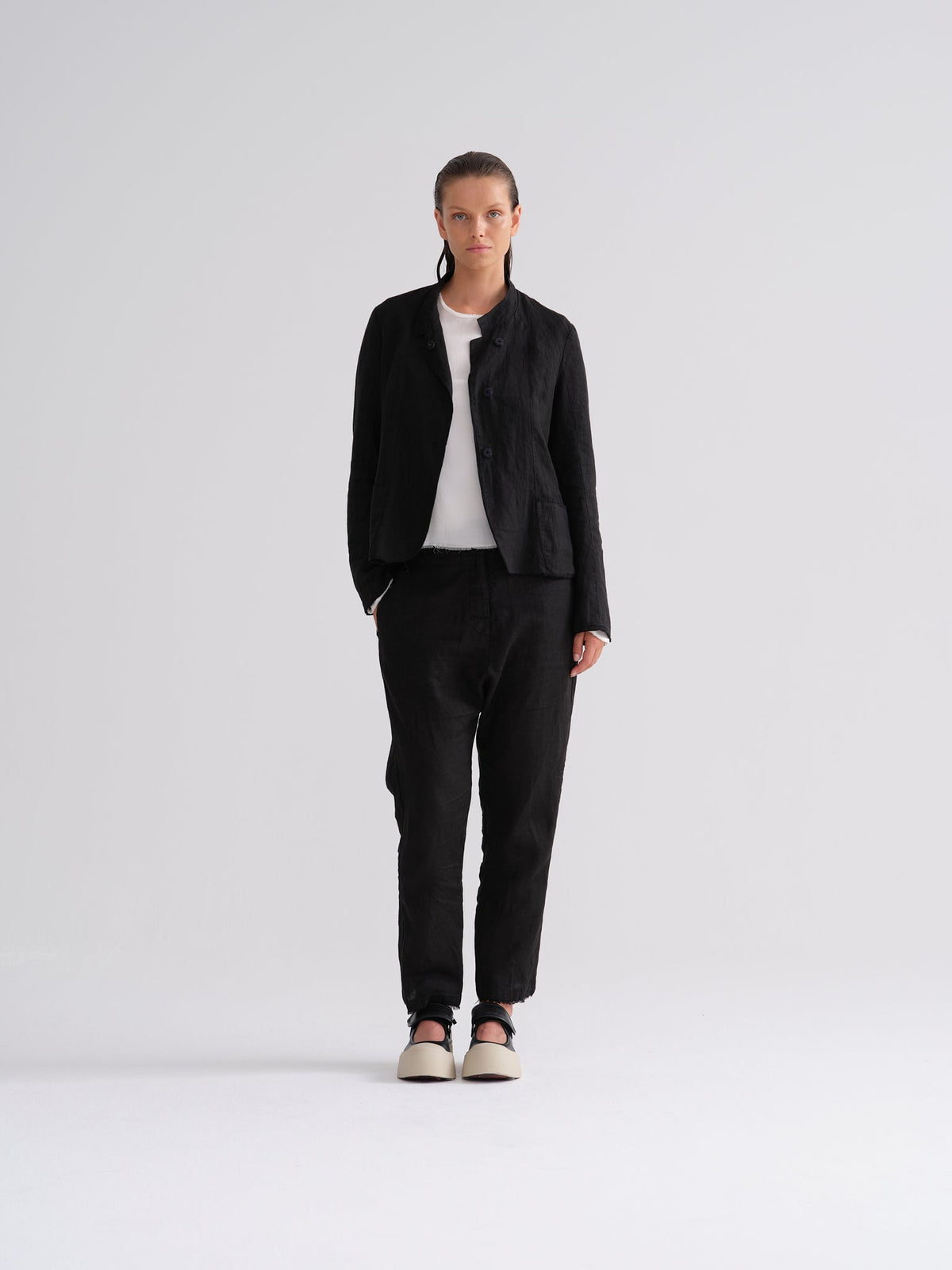Everyday Black Cuffed Casual Long Pants