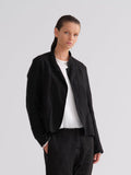 Elegant Black Linen Blazer with Button Closure