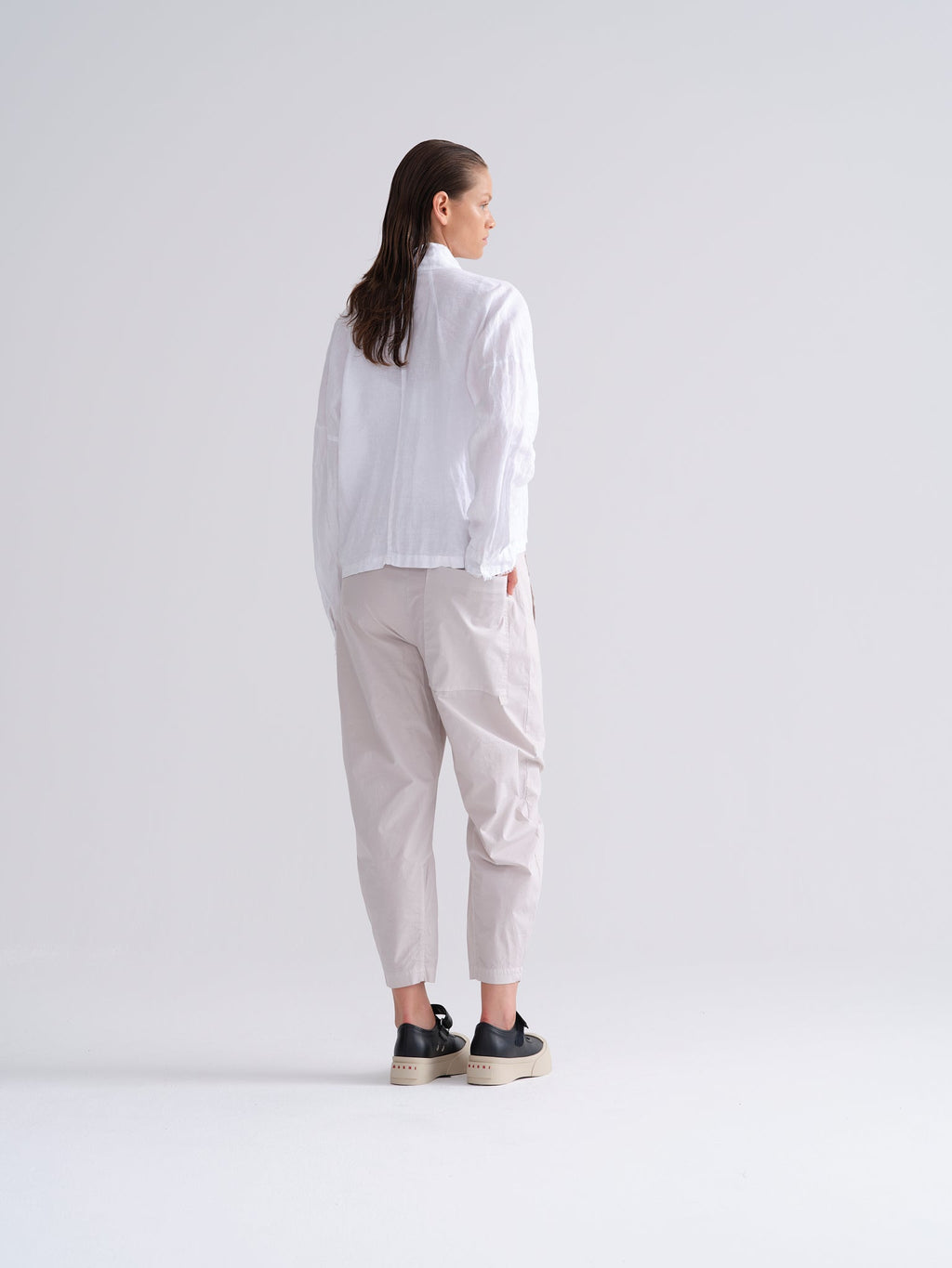 White Textured Long - Sleeved Shirt
