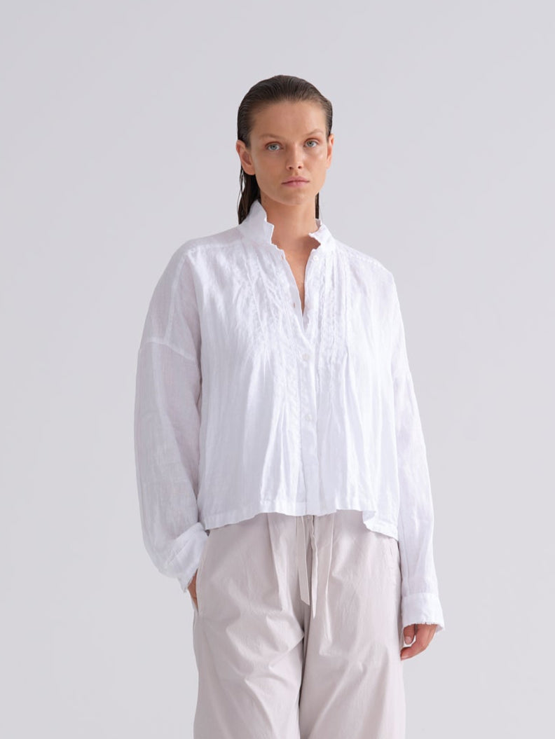 White Textured Long - Sleeved Shirt