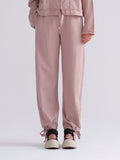 Pink Drawstring Casual Straight Pants