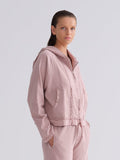 Pink Hooded Zipper Casual Jacket