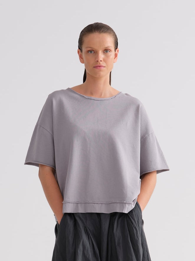Soft Gray Loose-Fit Short-Sleeve T-Shirt