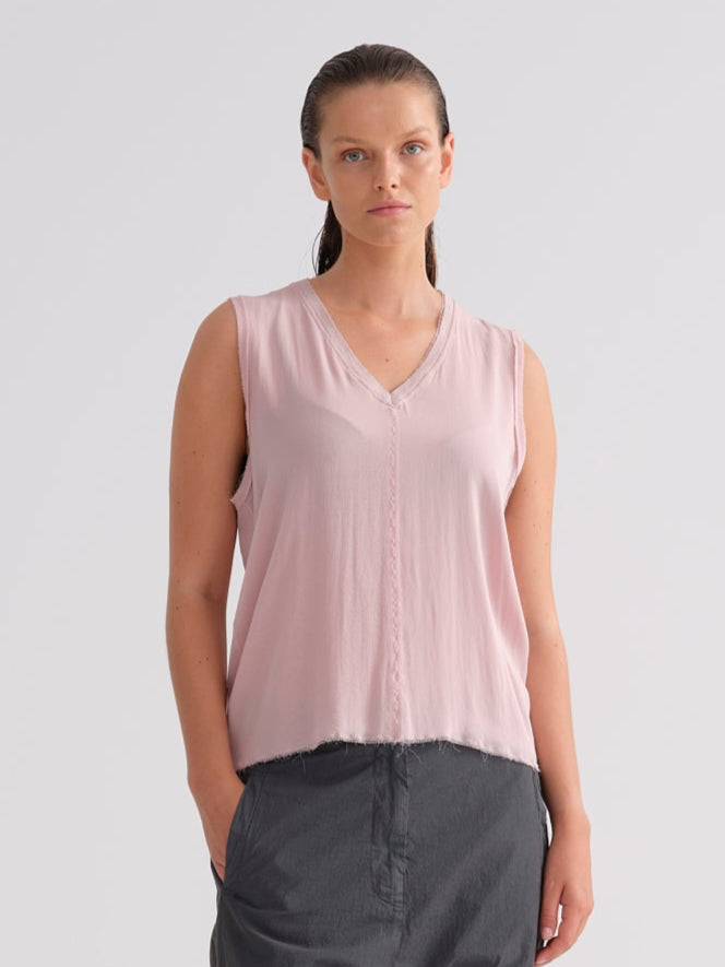 Light Pink Sleeveless V-Neck Simple Basic Tank Top