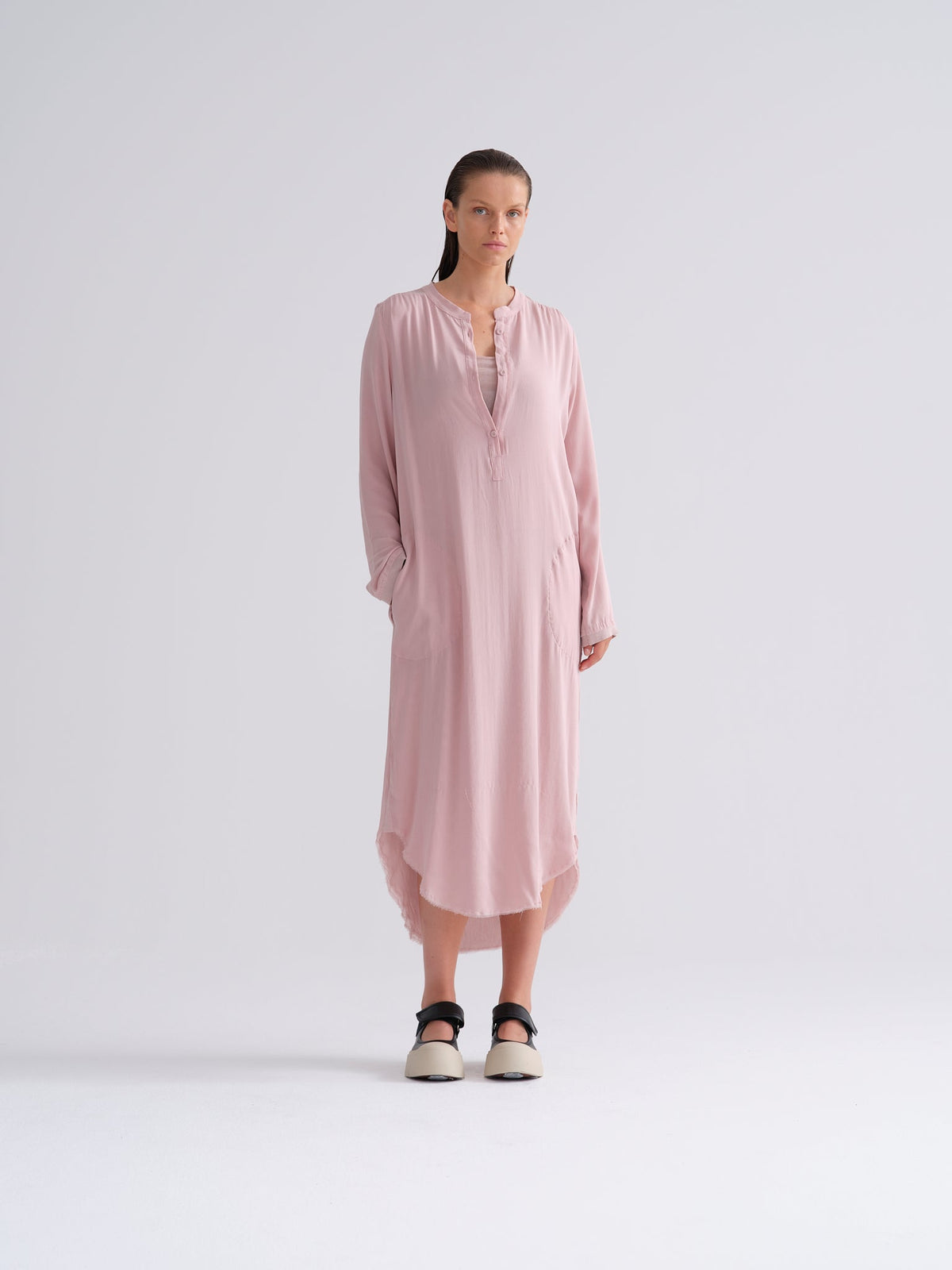 Soft Pink Long - Sleeved Loose - Fit Nightgown