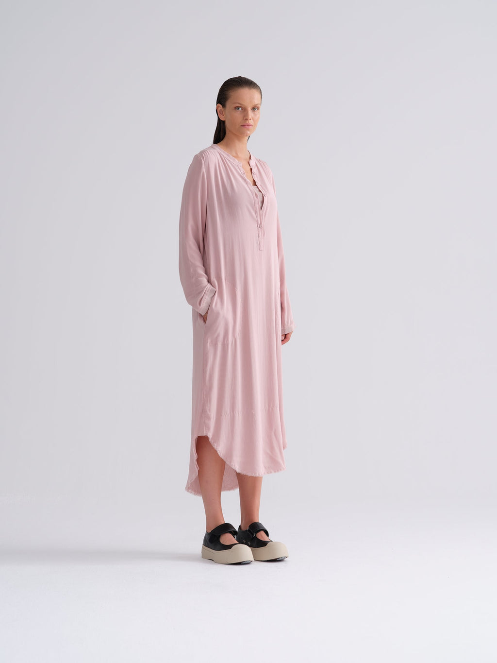 Soft Pink Long - Sleeved Loose - Fit Nightgown