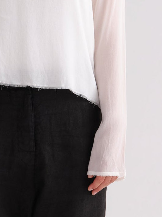 Lightweight Breathable Long - Sleeved White Top