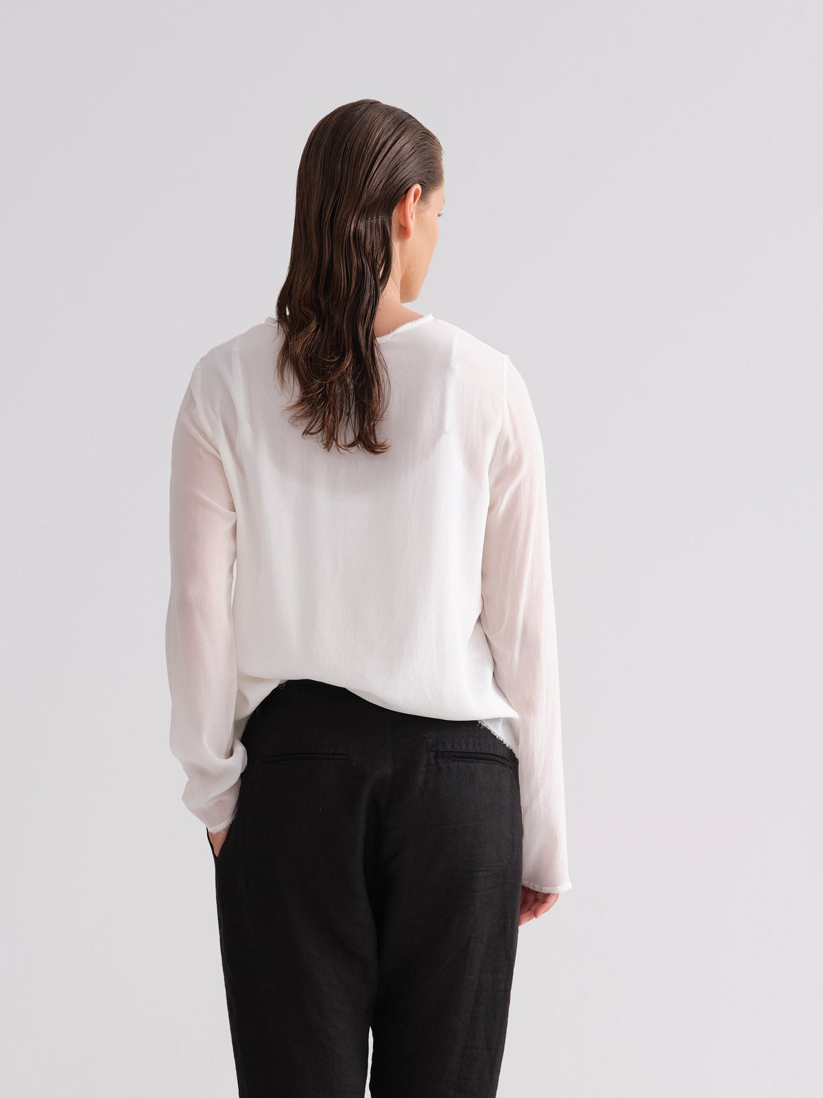 Lightweight Breathable Long - Sleeved White Top