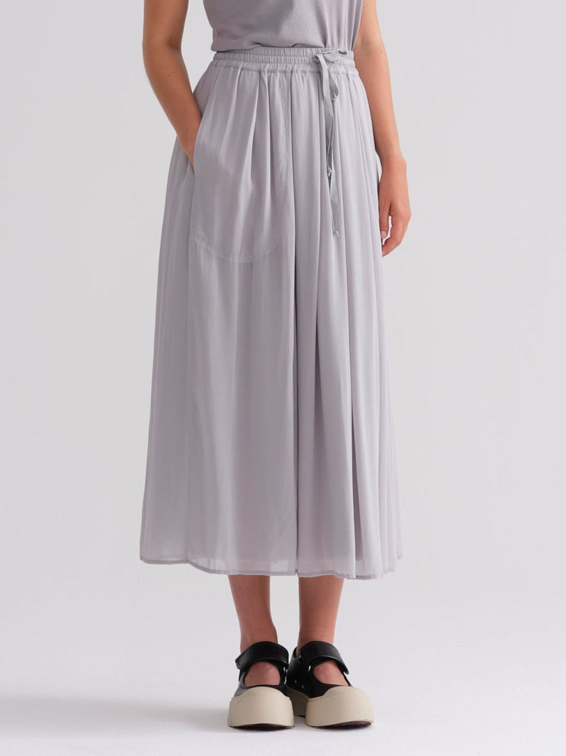 Simple Tie - Waist Pockets Mid - Length Skirt