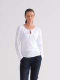 White Buttoned Long - Sleeved T – Shirt