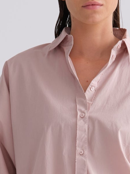 Soft Pink Loose-Fit Button-Up Shirt
