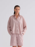 Soft Pink Loose-Fit Button-Up Shirt