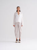 Soft White Loose-Fit Cropped Trousers