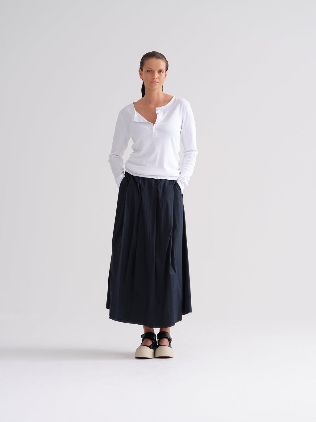 Solid Color Simple Mid-Length Straight Skirt