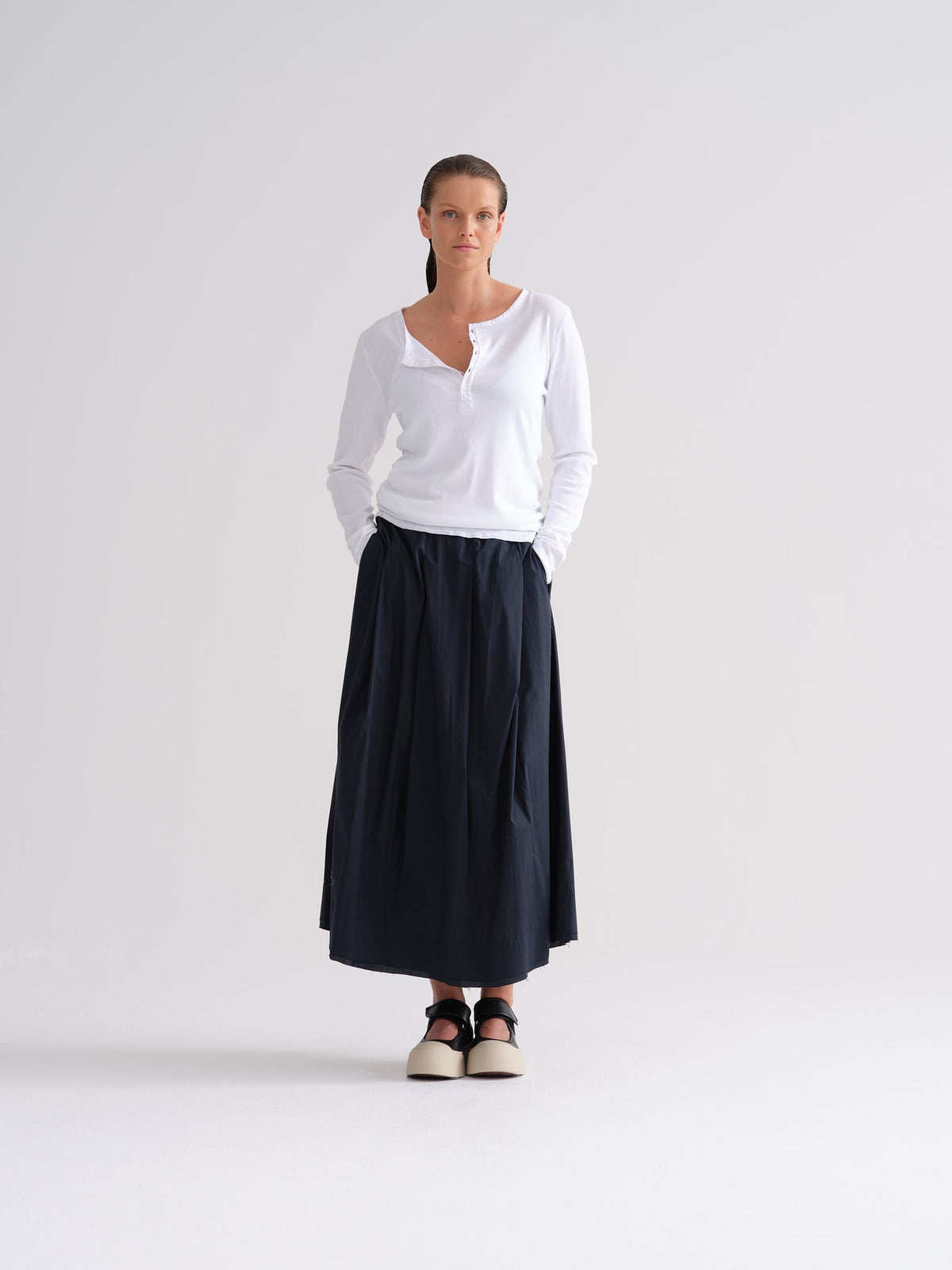 Solid Color Simple Mid-Length Straight Skirt