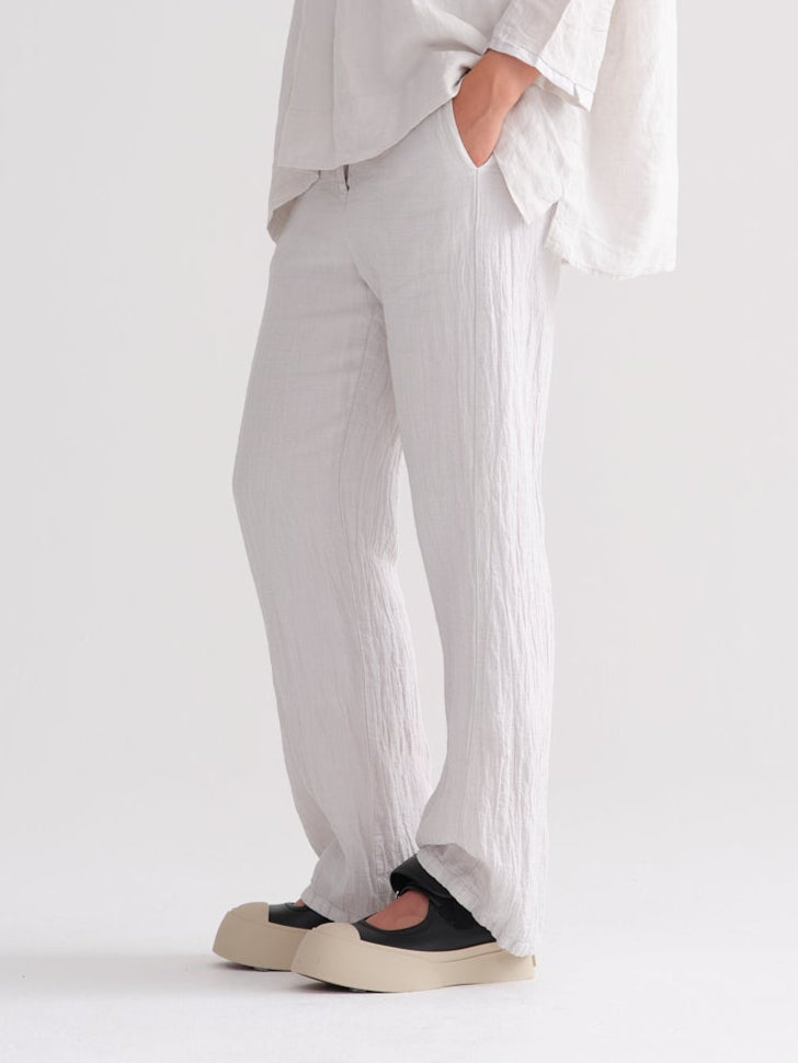 White Minimalist Straight - Leg Casual Pants
