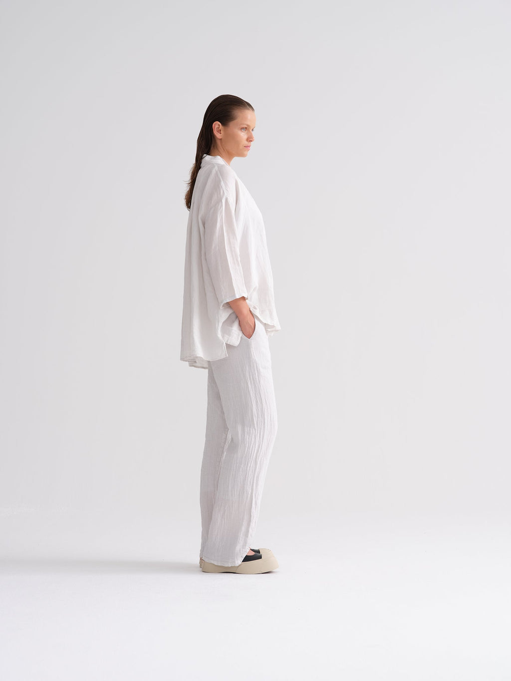 White Minimalist Straight - Leg Casual Pants