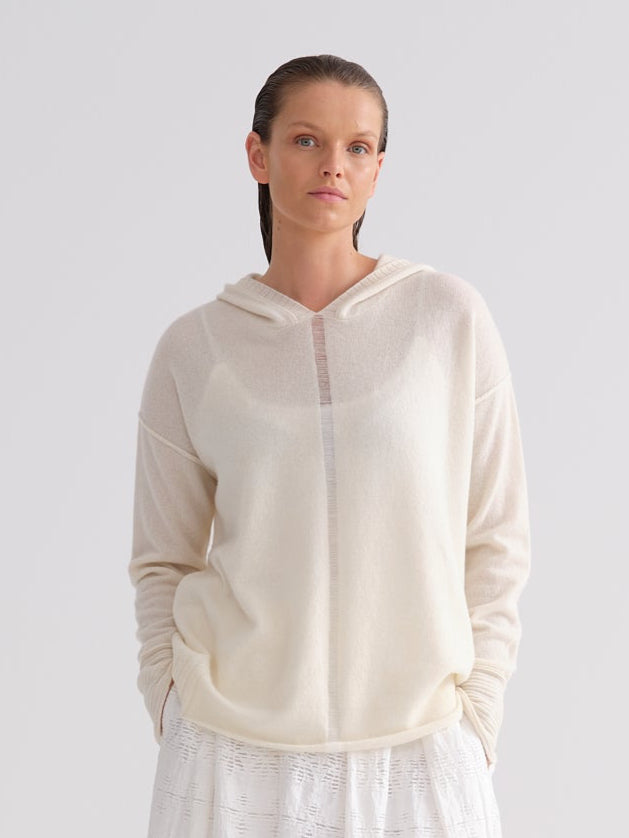 Relaxed Hooded Knitted Open Cardigan