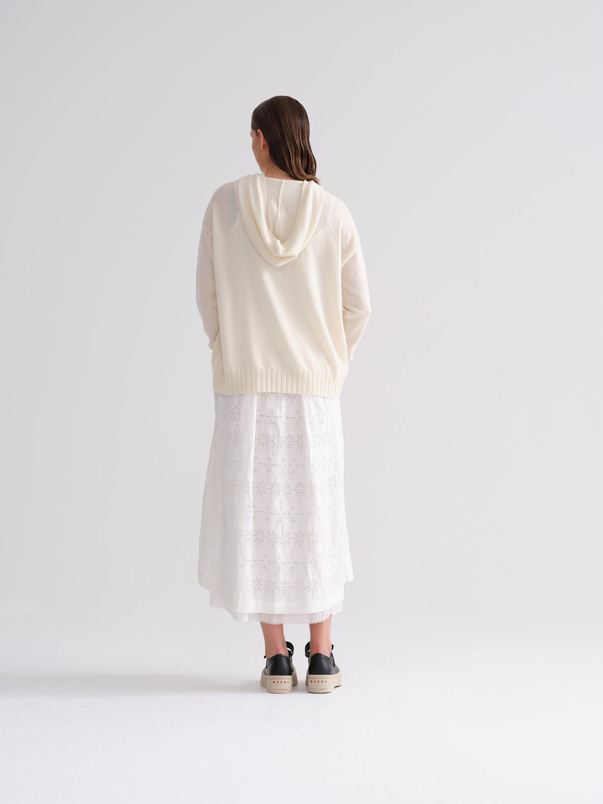 Relaxed Hooded Knitted Open Cardigan