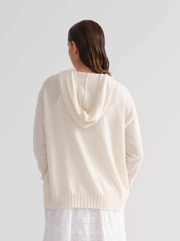 Relaxed Hooded Knitted Open Cardigan