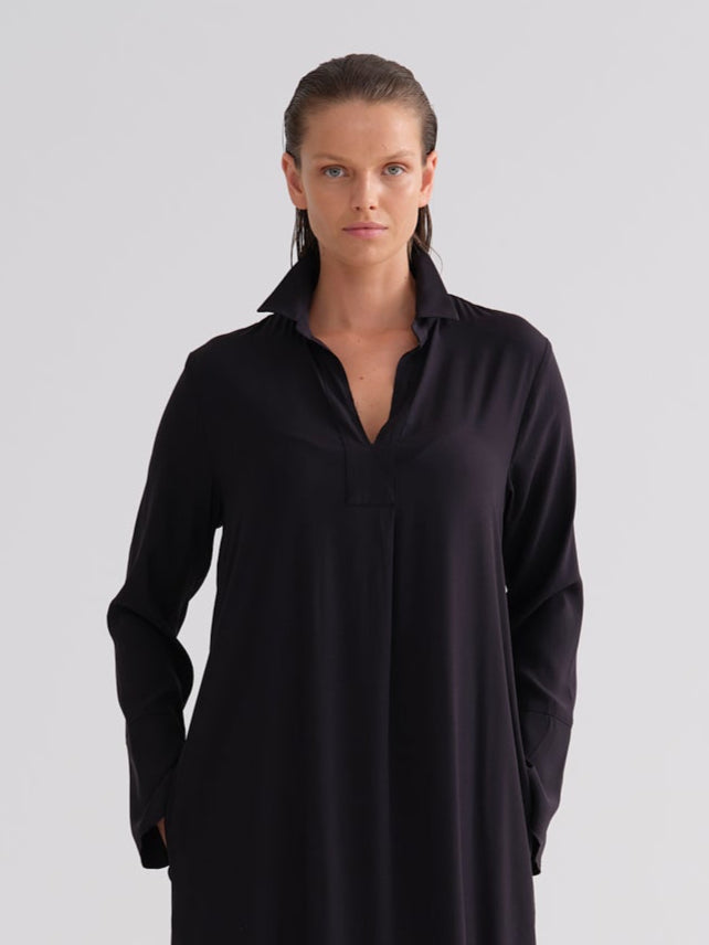 Black Long - Sleeved Shirt - Style Dress