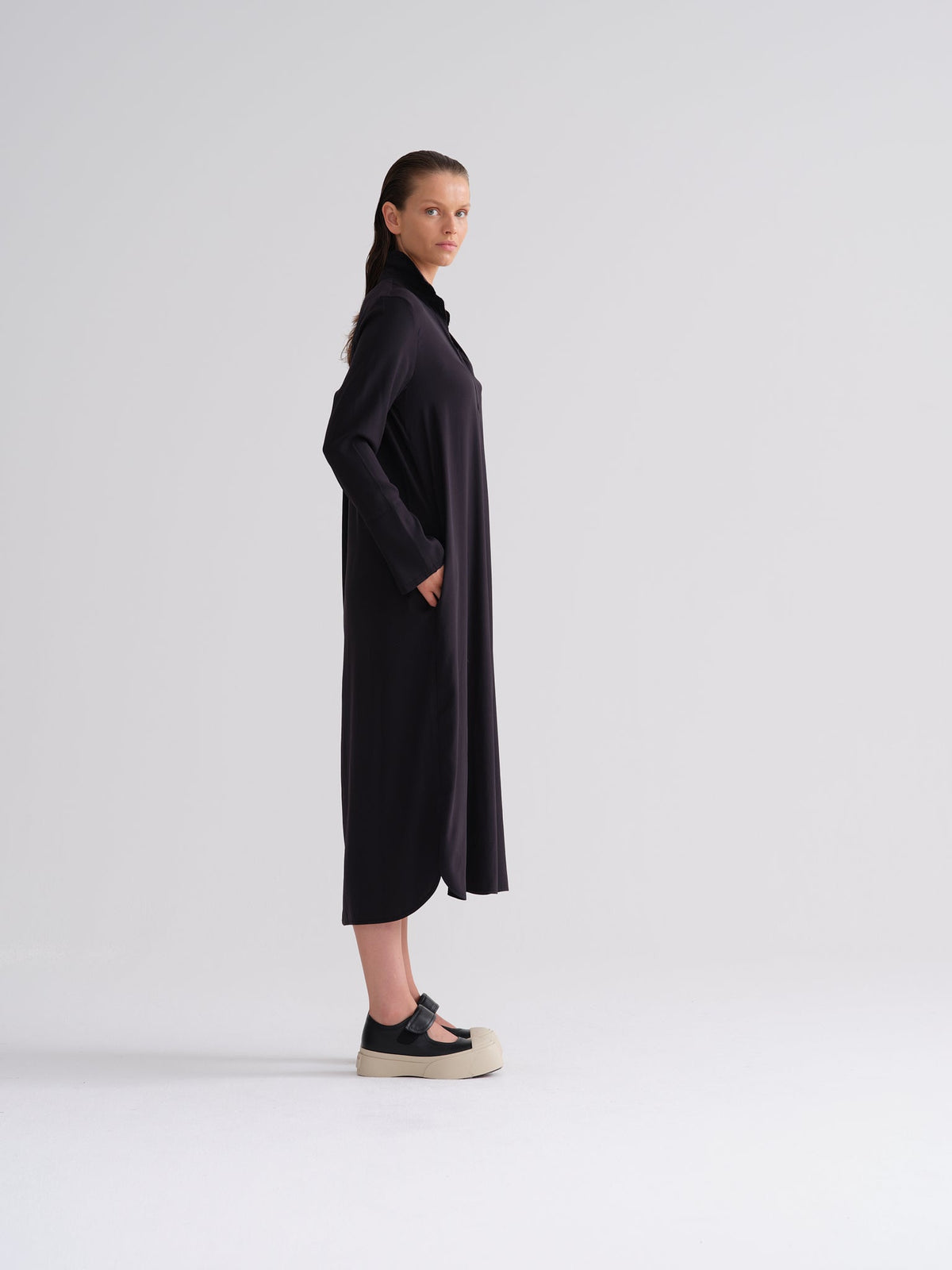 Black Long - Sleeved Shirt - Style Dress
