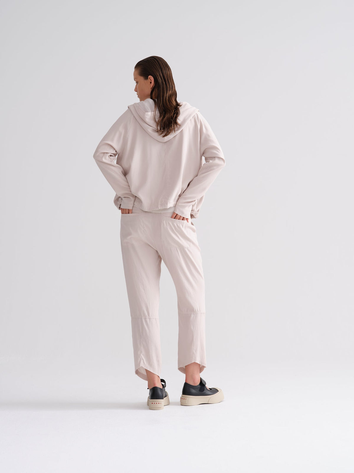 Loose-Fit Short-Sleeve Hooded Top