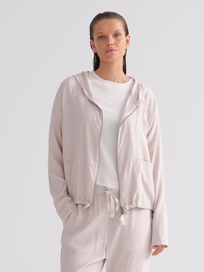 Loose-Fit Short-Sleeve Hooded Top