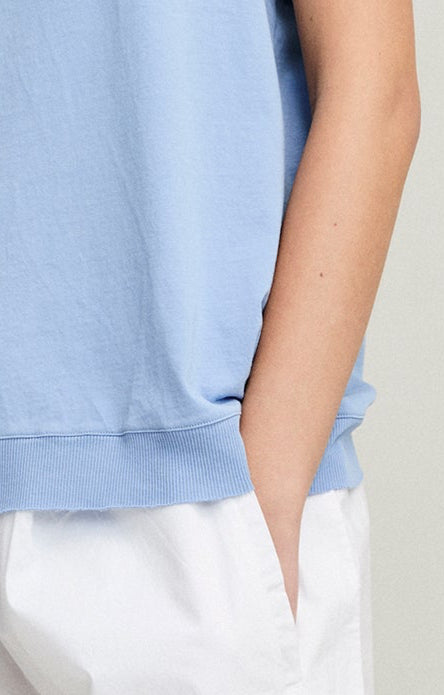 Light Blue Round Neck Sleeveless Knitted Tank Top
