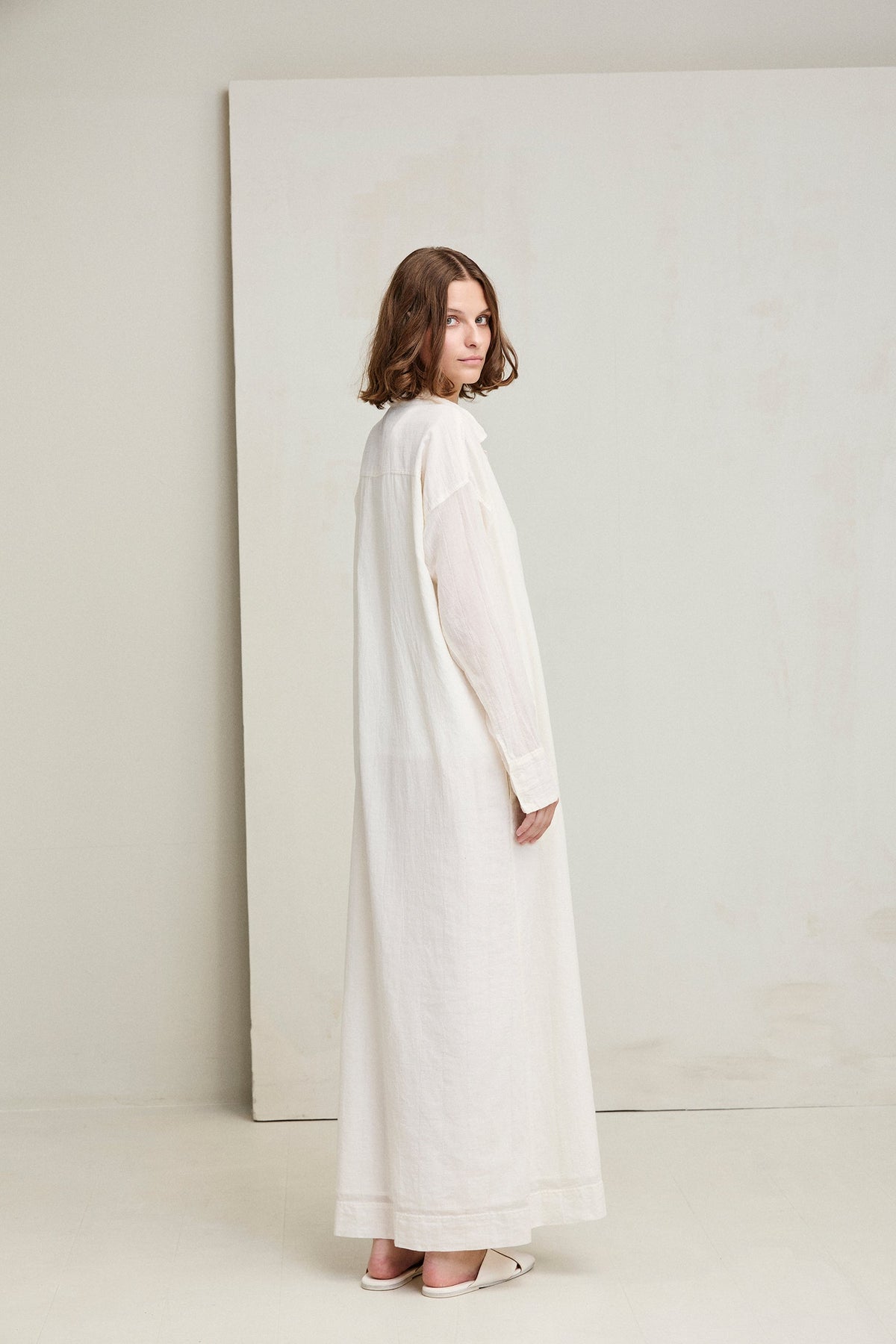 Simple Solid Color Linen Shirt Style Dress