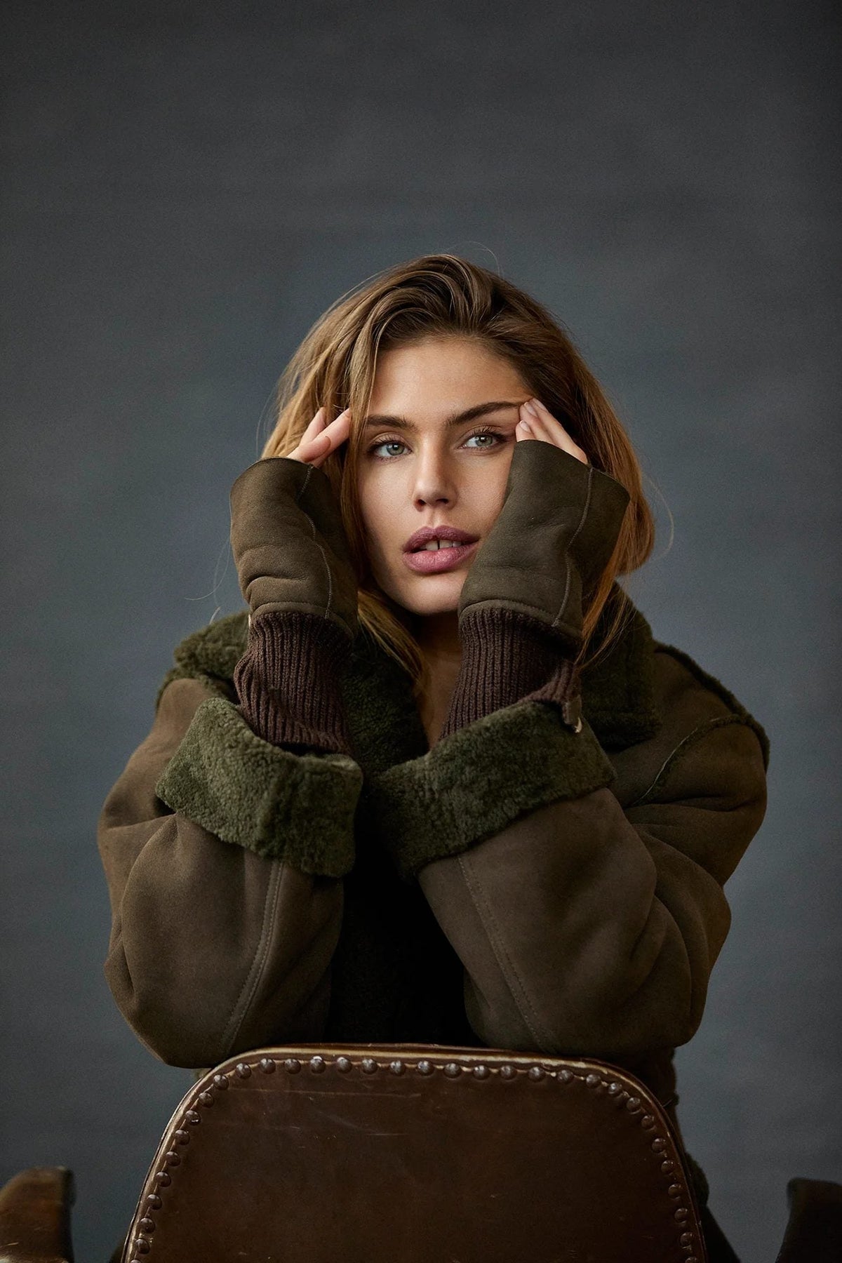 Brown Long - Sleeved Knit Top