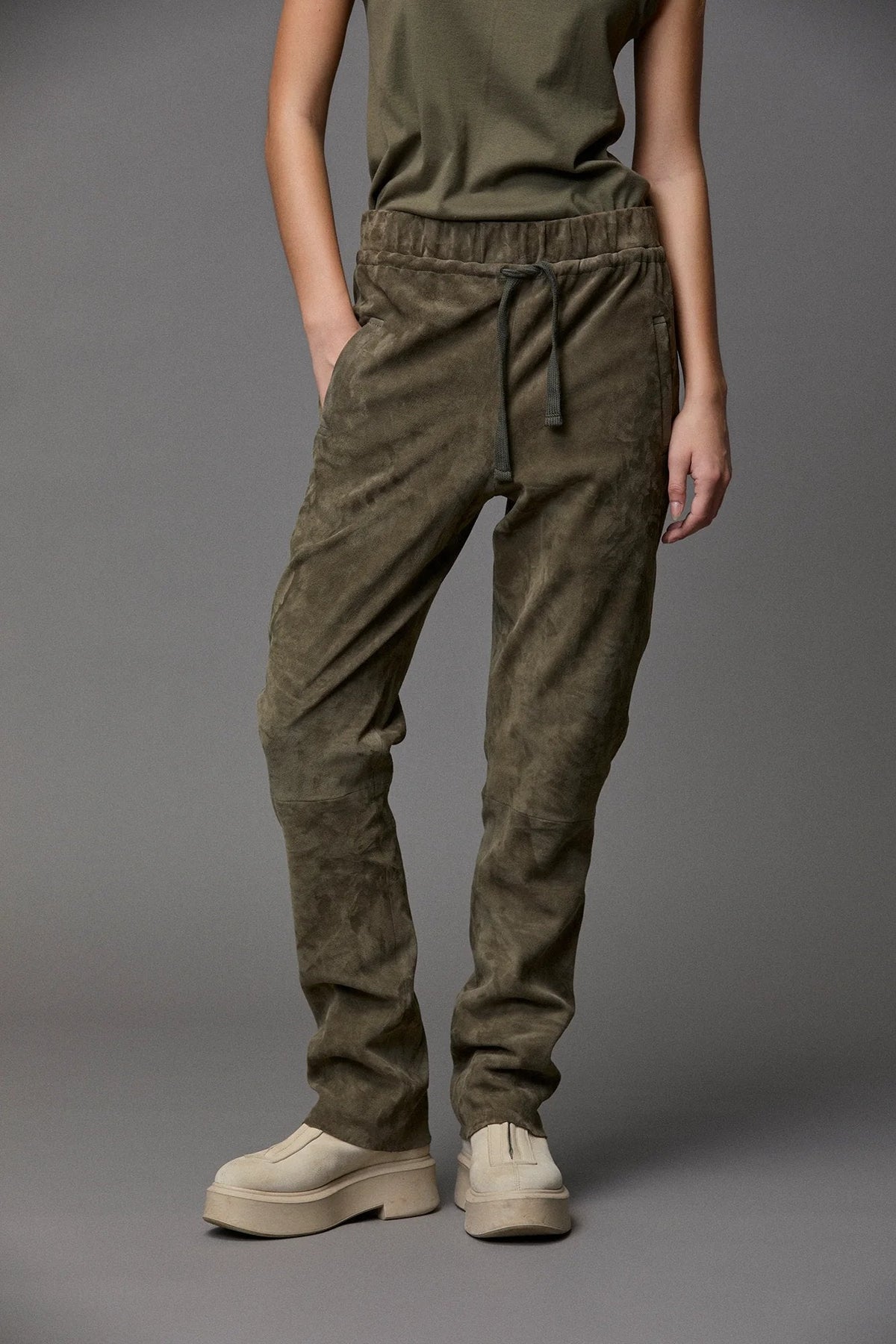 Military Green Corduroy Jogger Pants