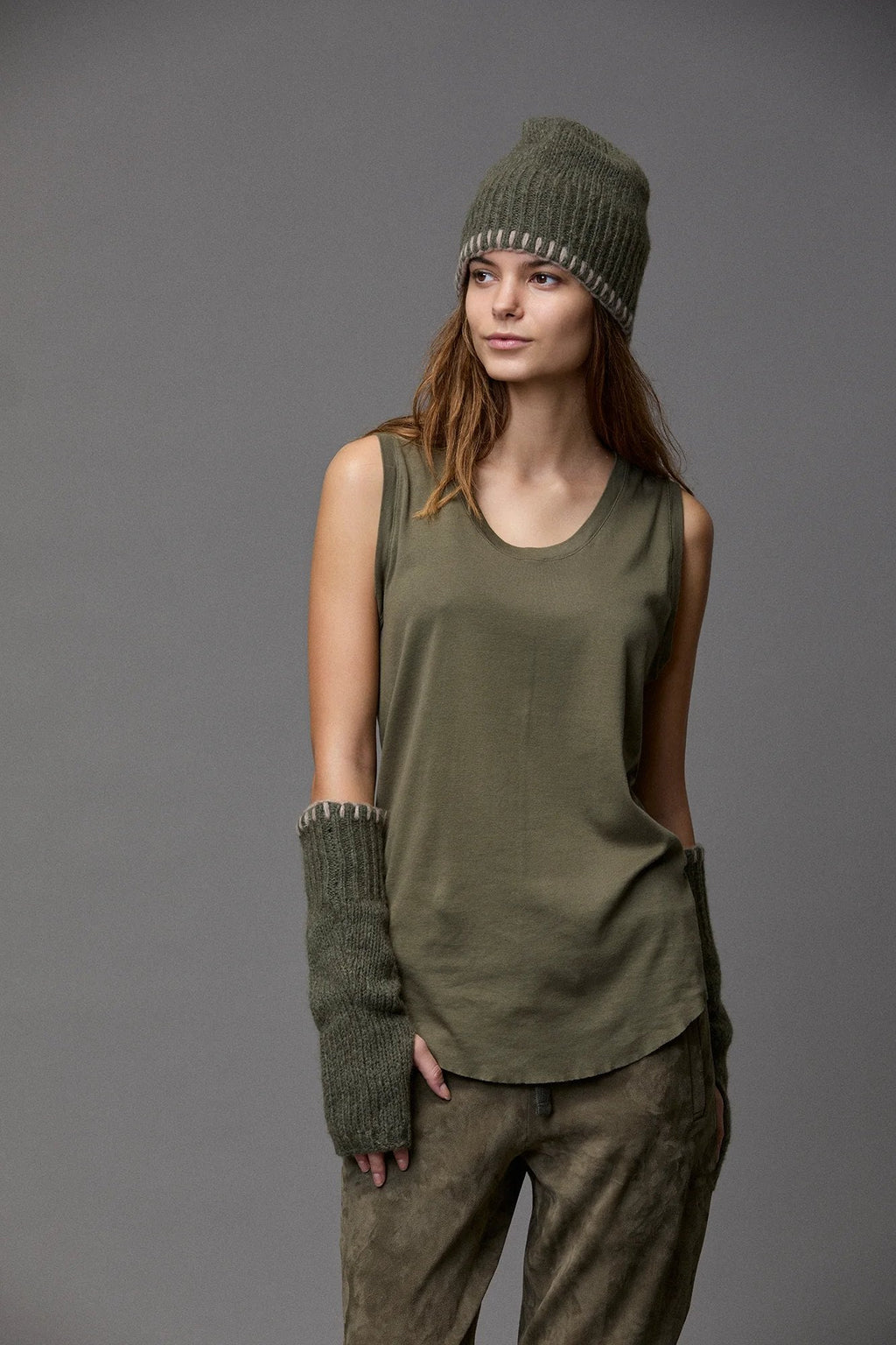 Olive Green Chunky Knit Sweater with Button Detail
