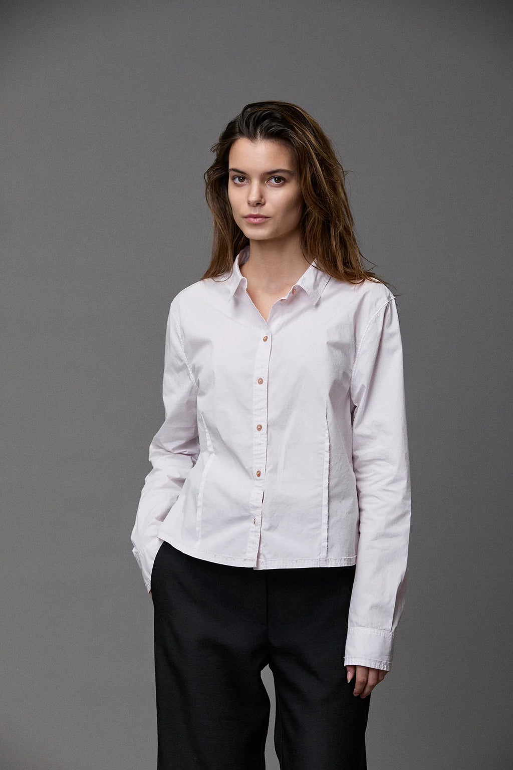 Basic White Women's Long - Sleeved Shirt
