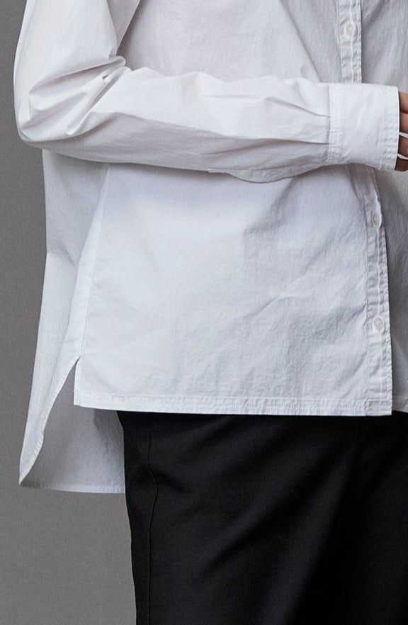 Clean - cut White Long - sleeve Shirt