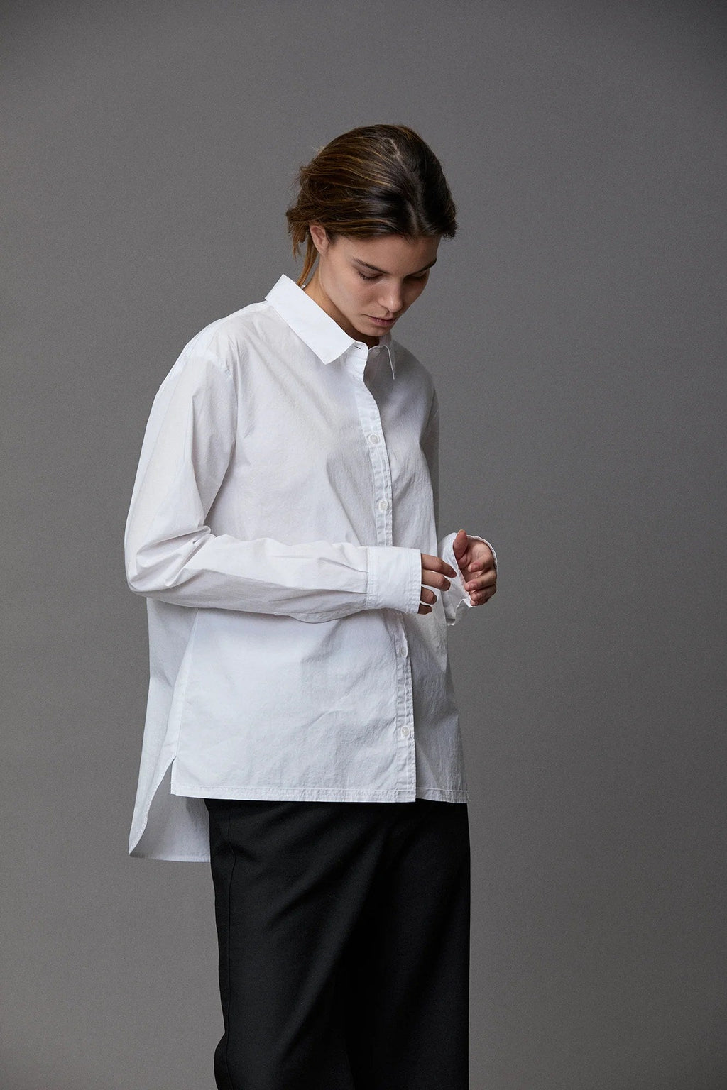 Clean - cut White Long - sleeve Shirt