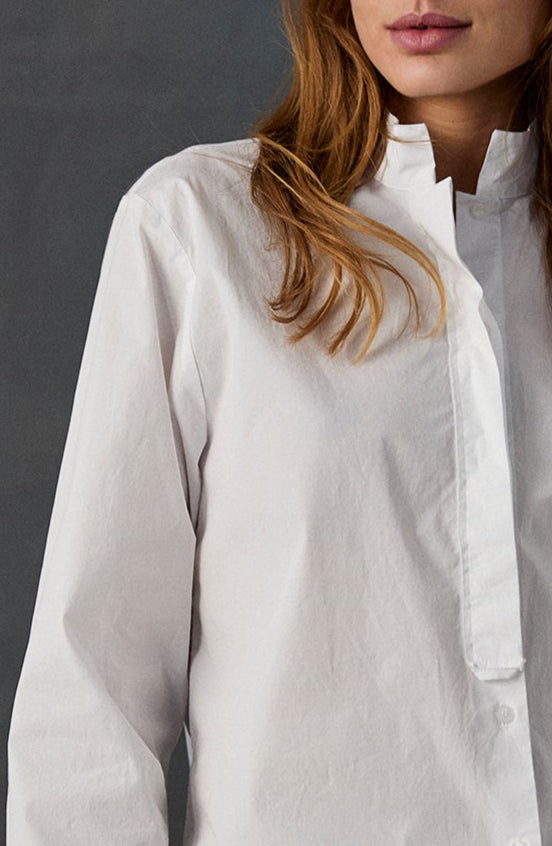 Relaxed Fit White Long - Sleeved Shirt