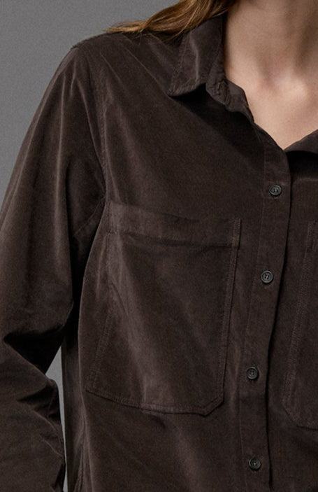 Vintage Style Corduroy Long - Sleeved Shirt