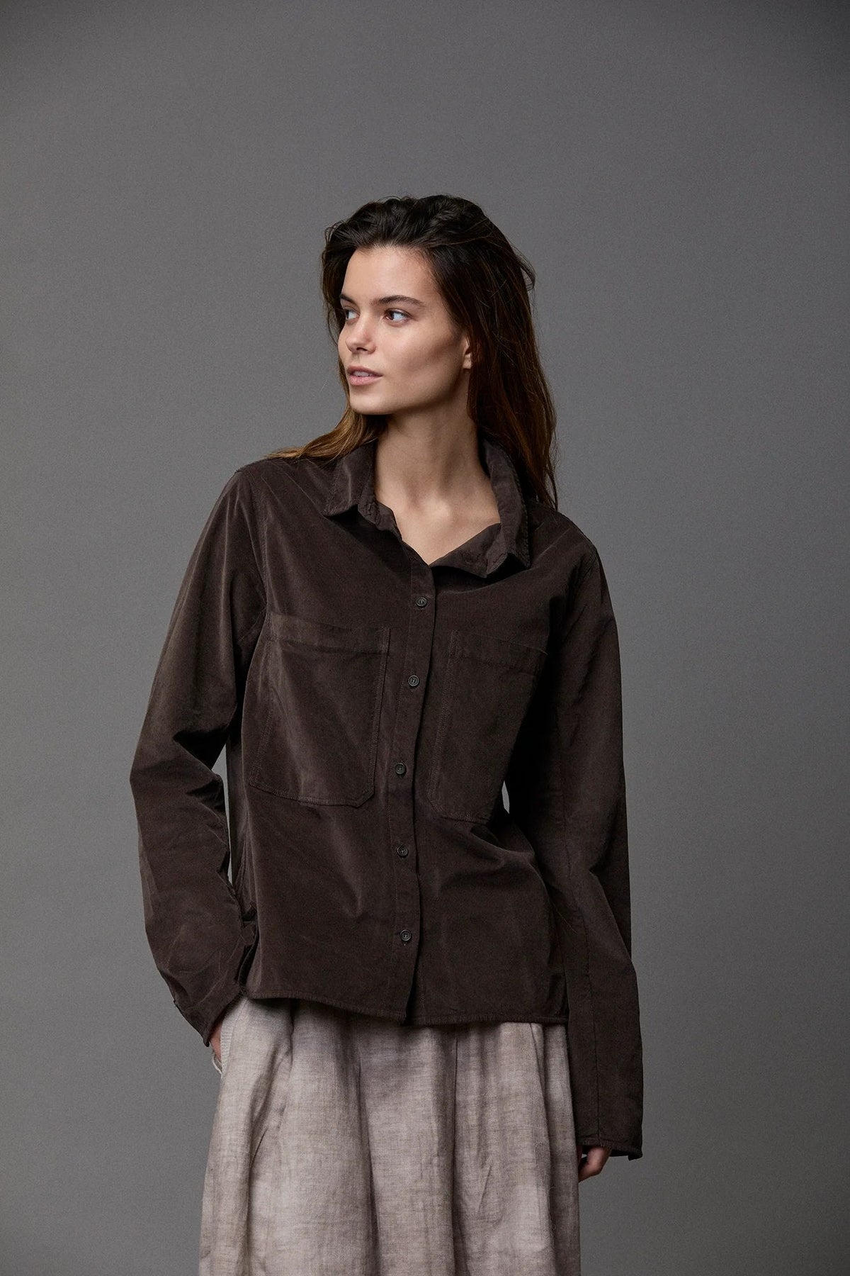 Vintage Style Corduroy Long - Sleeved Shirt