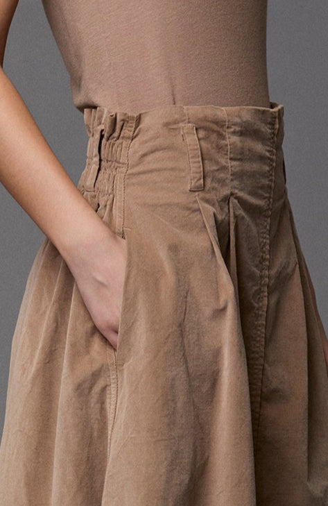 Khaki Casual High - Waisted Mid - Length Skirt