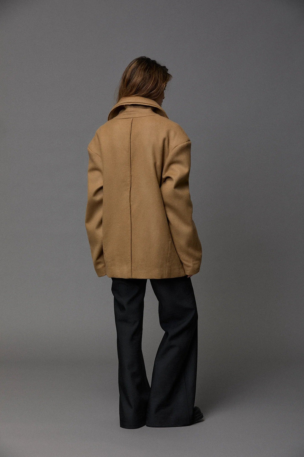 Khaki Double - Breasted Wool Coat