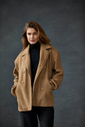 Khaki Double - Breasted Wool Coat