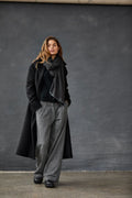 Elegant Black Long Wool Coat